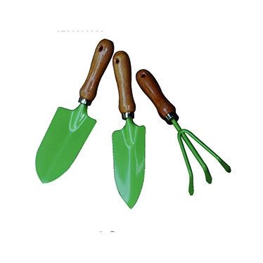 필수 정원 도구 세트 3PCS 나무 손잡이 미니 빗자루 / 래크 / 꽃 식물을위한 스파드